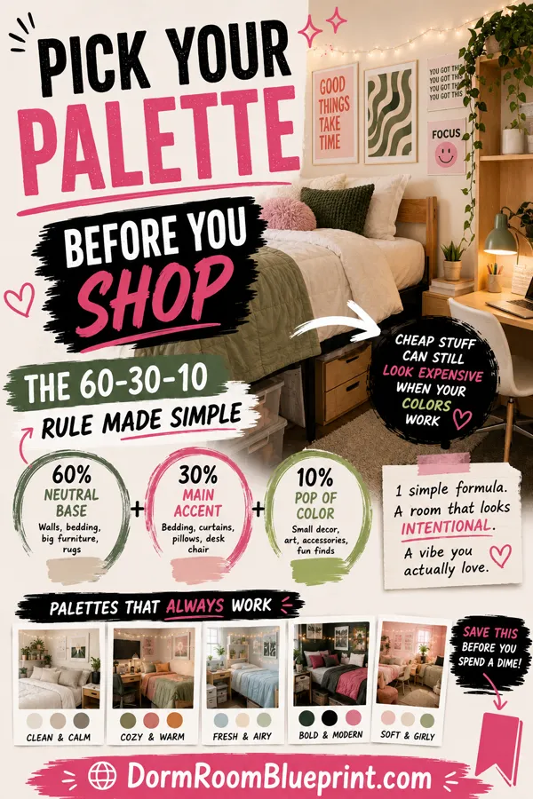 Pinterest graphic for: Dorm Room Color Schemes That Actually Look Good