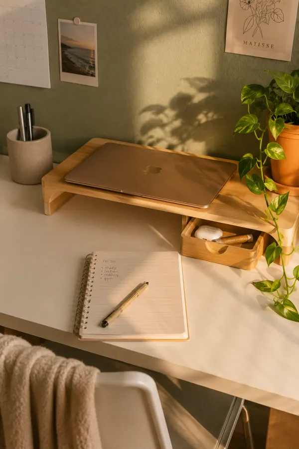 Pinterest graphic for: Dorm Desk Organization: Keep Your Surface Clear