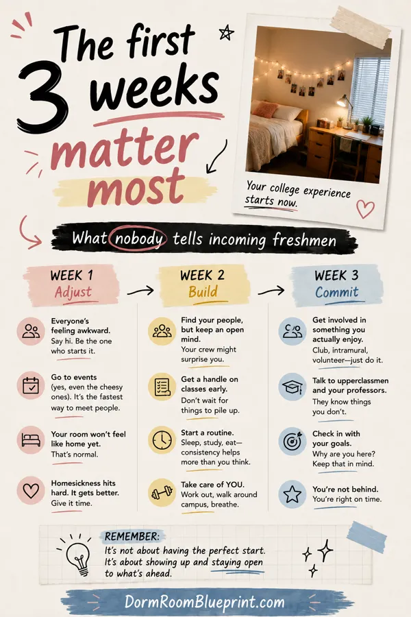 Pinterest graphic for: How to Make Friends in College (A Realistic Guide)