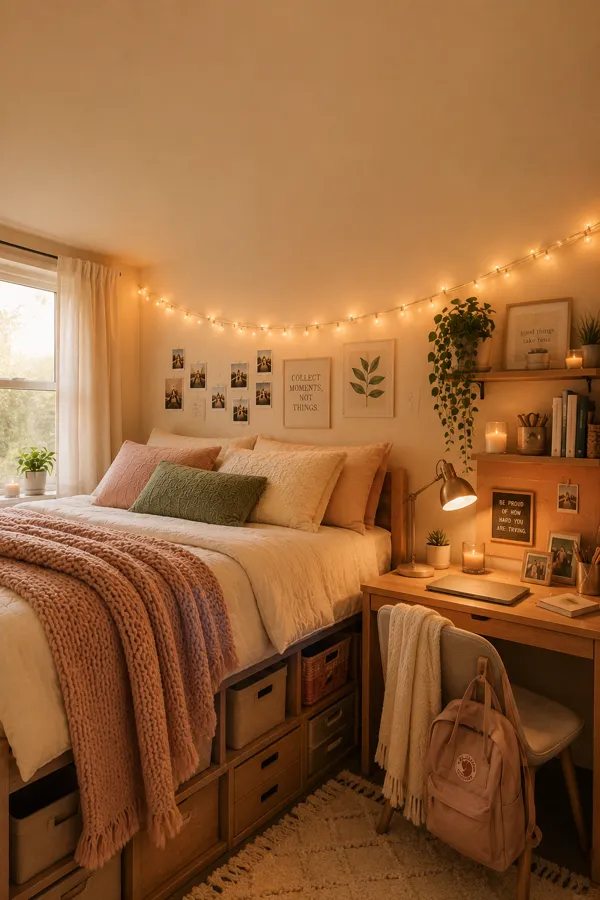 Pinterest graphic for: How to Make a Dorm Room Feel Like Home (Without Spending Much)