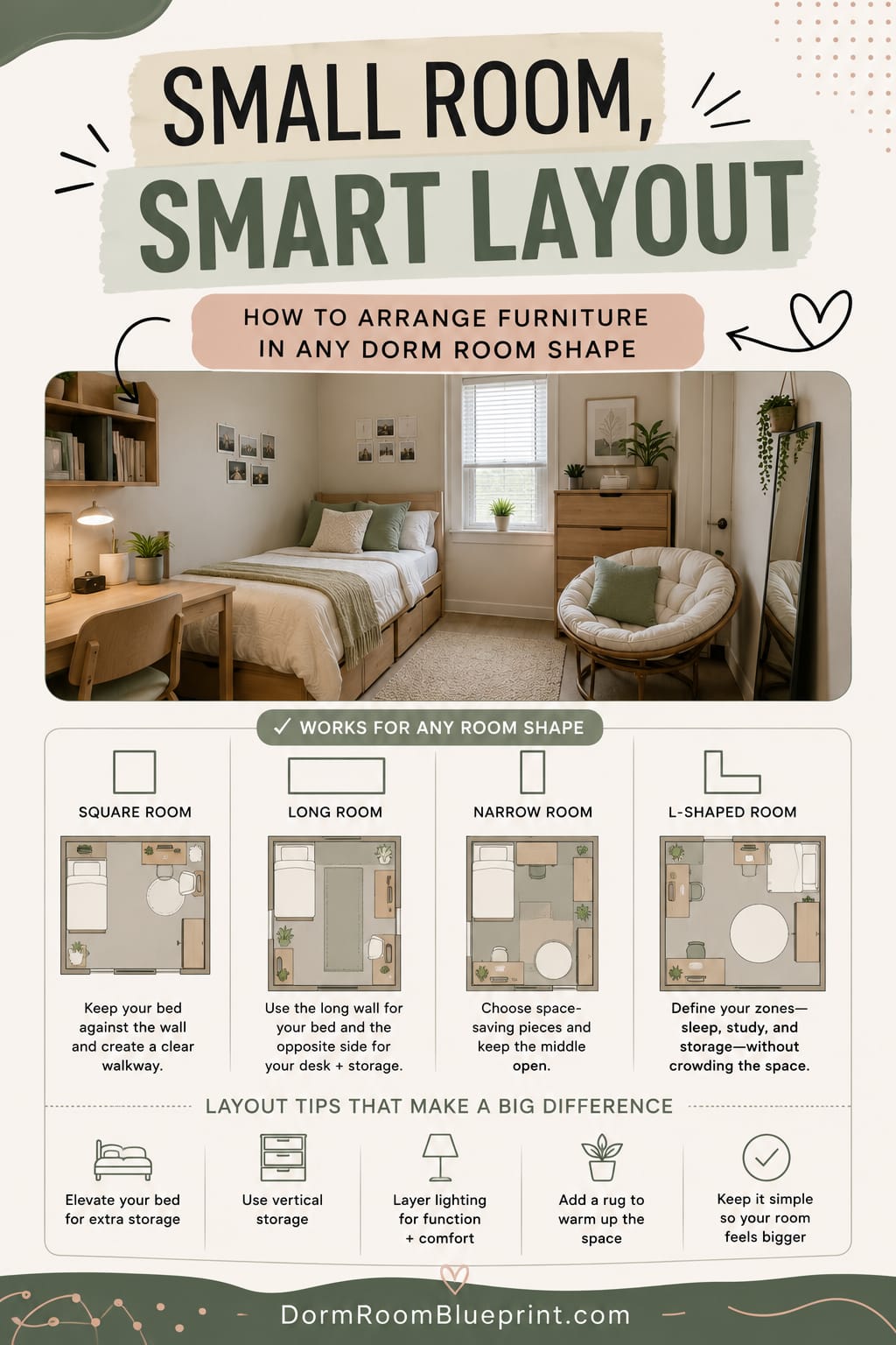 Dorm Room Layout Ideas: How to Arrange a Small Room